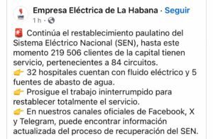 Facebook: Empresa Eléctrica de La Habana 